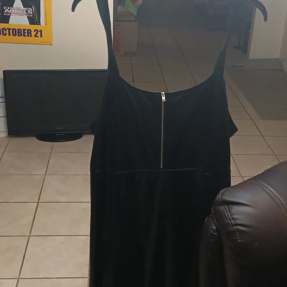 Fashion Nova Black Spaghetti Strap Very Shiny Faux Leather Slip Dress - Picture 2 of 4